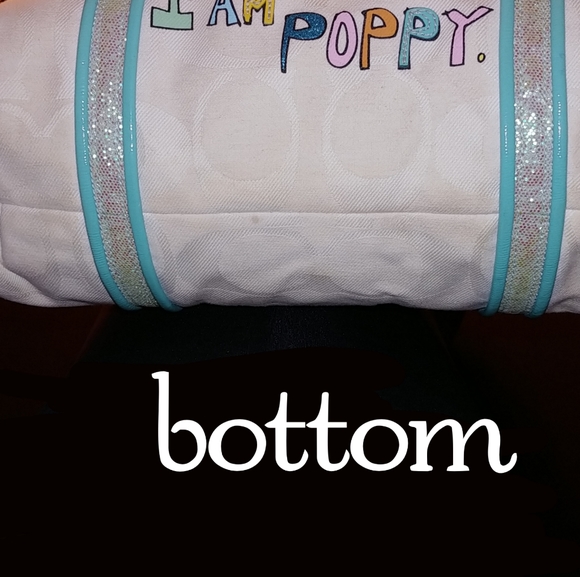 RARE 2pc "Coach Poppy is Glam" canvas/leather xl tote+wristlet + Macy's tags - Picture 6 of 16